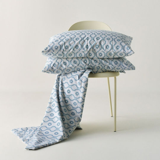 Kentia Trubi Bed Sheets Set King Size 270x270cm Blue (4 Pieces)