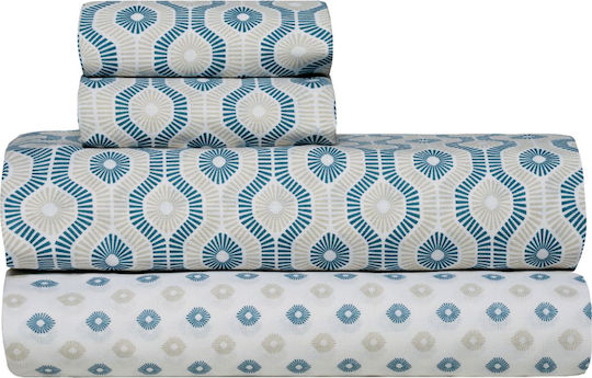 Kentia Trubi Bed Sheets Set King Size 270x270cm Blue (4 Pieces)