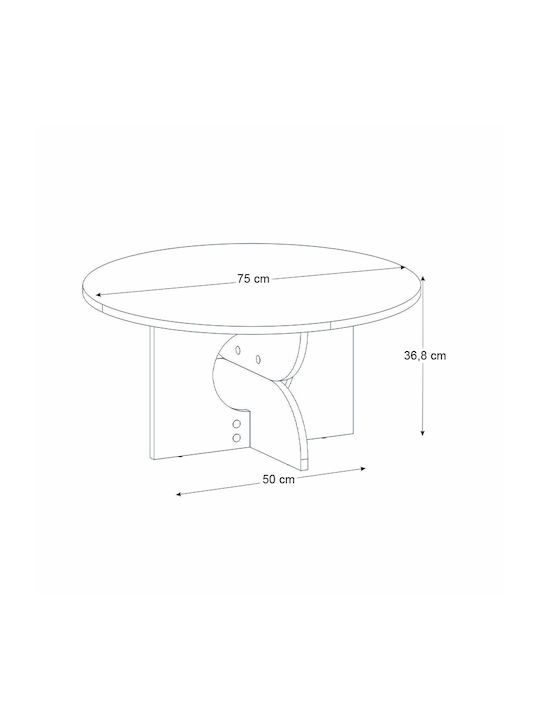 Round Side Table Mara Wooden Sencron Black W75xL75xH36.8cm