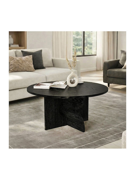 Round Side Table Mara Wooden Sencron Black W75xL75xH36.8cm