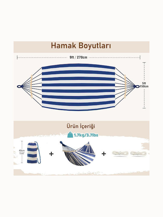 SteweHome Double Fabric Blue Hammock 260x150cm