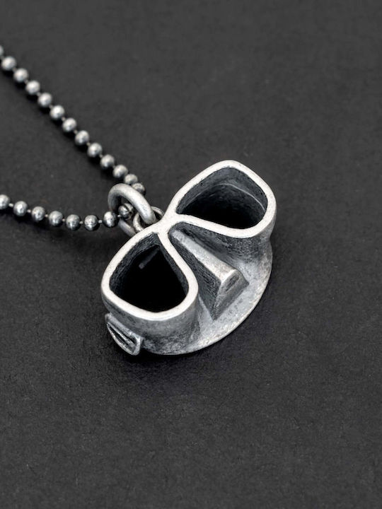 Men's Pendant Mask Diving Handmade Silver 925 Chain Roll 55cm
