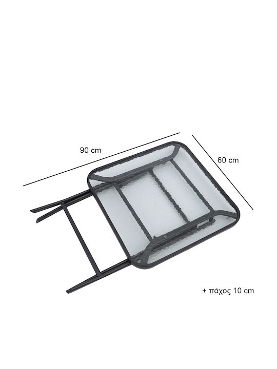Table for Small Outdoor Spaces Foldable Metal with Glass Surface Gray 60x60x72cm