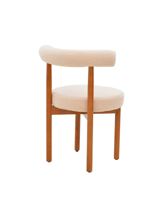 Fenza Dining Chair With Beige Fabric Upholstery 60x54x75cm