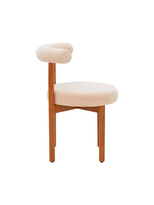 Fenza Dining Chair With Beige Fabric Upholstery 60x54x75cm