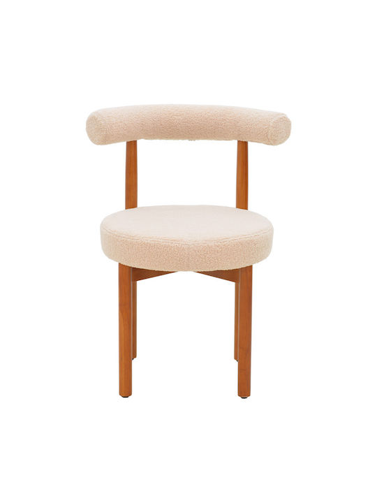 Fenza Dining Chair With Beige Fabric Upholstery 60x54x75cm