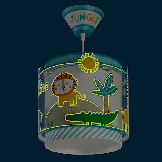 Ango My Little Jungle Single-Light Kids Ceiling Pendant Light Plastic 15W E27 Socket Light Blue