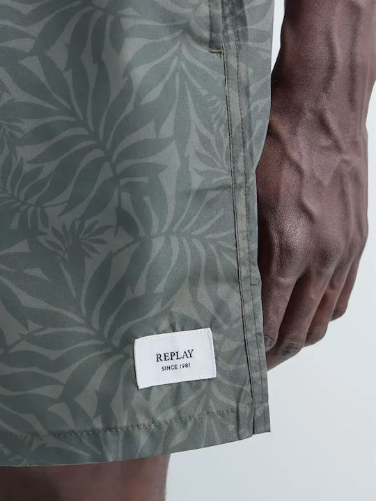 Men's Swim Shorts Green with Patterns