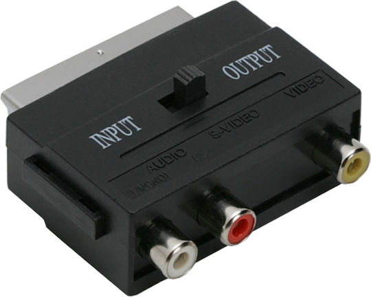 Scart Euro To 3 × Rca Adapter Switch Audio Video Converter