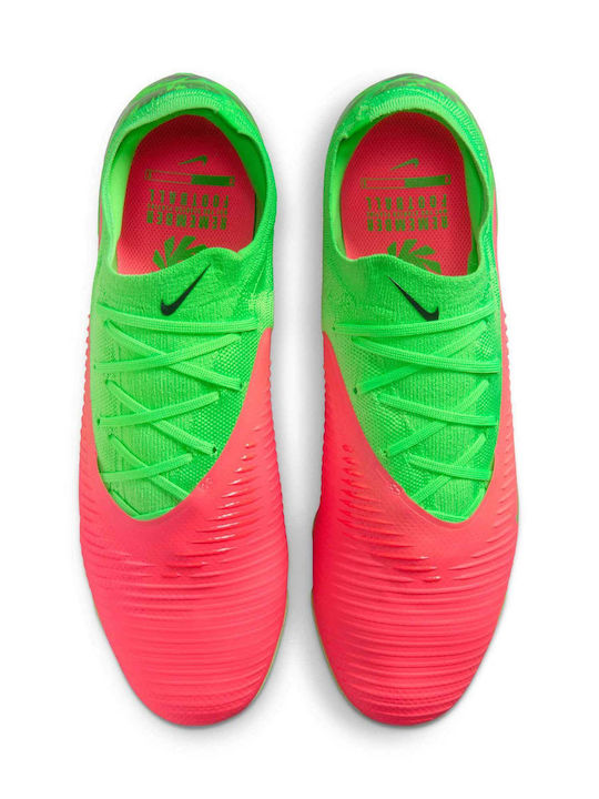 Nike Phantom 6 Low Pro Erling Haaland Football Shoes with Cleats FG Hot Punch / Green Strike / Black