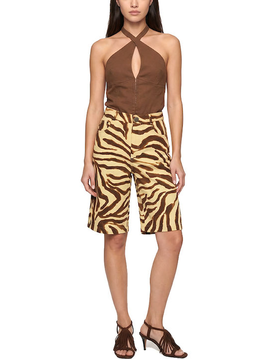 Women's Jean Bermuda Brown-Yellow