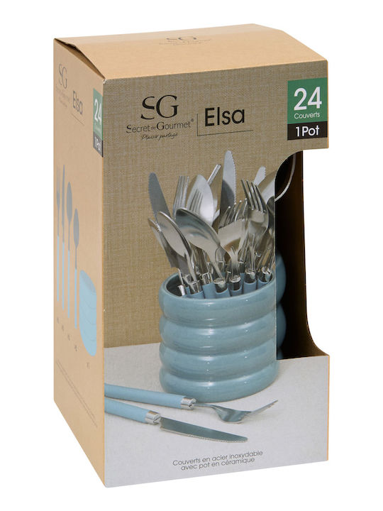 Cutlery Set Blue 24 Pieces