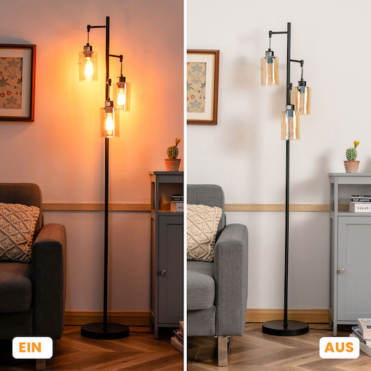 Costway Lampadar De Podea Înălțime 164xLungime 24.5 Cm Cu Bază Pentru Bec E27 Maro