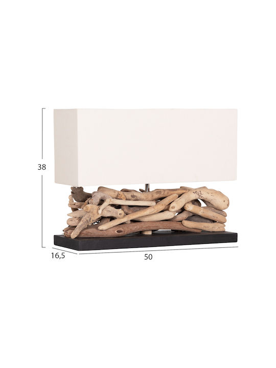 HomeMarkt Twiggy Metal Table Lamp for E27 Socket with White Shade and Brown Base