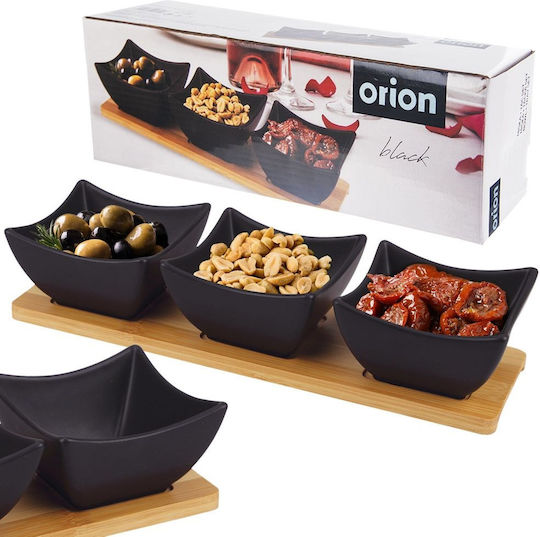 Orion Ορντεβιέρα με Βάση από Πορσελάνη Μαύρη Π31.5xΜ10xΥ6.5cm 4τμχ
