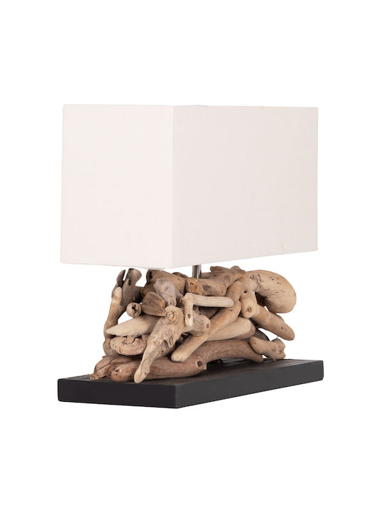 HomeMarkt Twiggy Metal Table Lamp for E27 Socket with White Shade and Brown Base