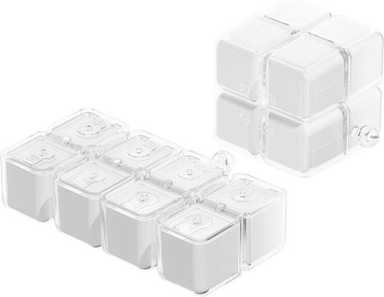 Cutie de Medicamente Flippy Model Cub Rubik cu Curea de Agățat Dispenser Portabil de Pastile Organizator de Pastile pentru 7 Zile 7,3 X 6 X 6 Cm Alb