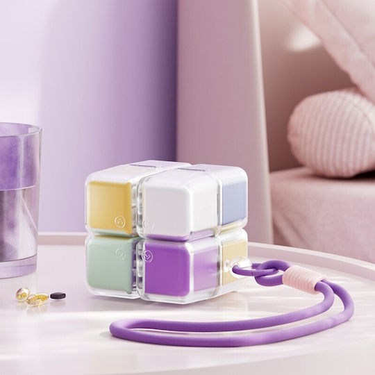 Cutie de Medicamente Flippy Model Cub Rubik Cu Curea de Agățat Distribuitor Portabil de Medicamente Distribuitor de Pastile Pentru Aproximativ 7 Zile 7,3 X 6 X 6 Cm Multicolor
