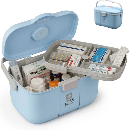Relaxdays Plastic Medicine Box Light Blue Grey 17x18x28 Cm