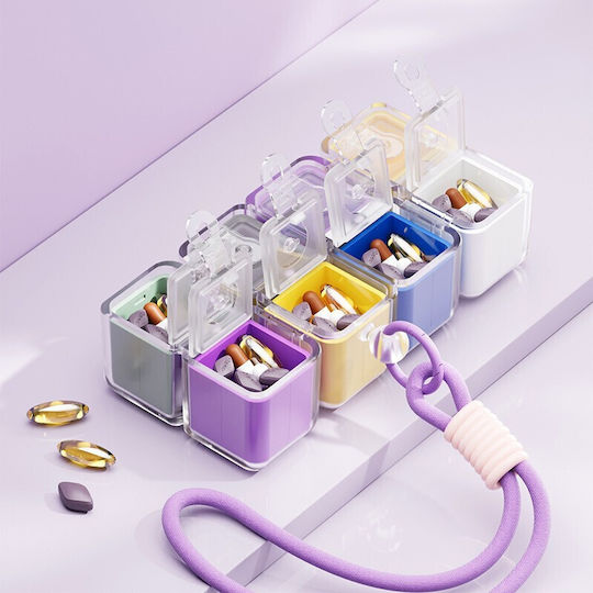 Cutie de Medicamente Flippy Model Cub Rubik Cu Curea de Agățat Distribuitor Portabil de Medicamente Distribuitor de Pastile Pentru Aproximativ 7 Zile 7,3 X 6 X 6 Cm Multicolor