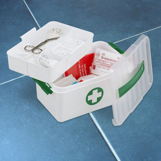 Relaxdays Plastic Medicine Box White Dark Green 14.5x20x30 Cm