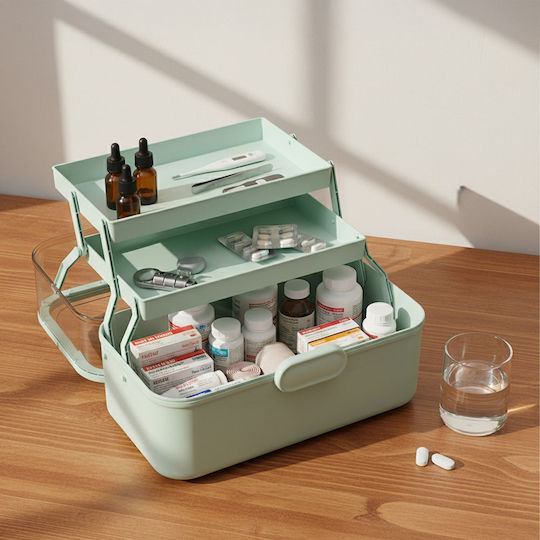 Cutie De Medicamente Din Plastic Pliabilă Verde 17x15.5x28.5 Cm