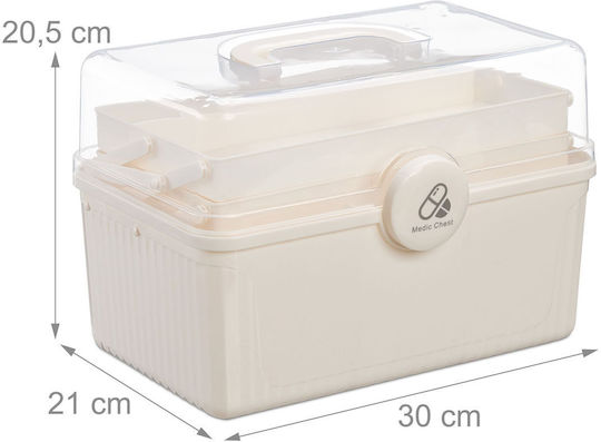 Relaxdays Cutie Pliabilă Organizator de Pastile Crem Transparent 20.5x21x30 Cm