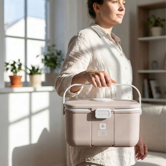 Relaxdays Plastik Pillenorganisator Beige Grau 17x18x28 Cm
