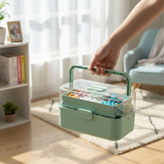 Cutie De Medicamente Din Plastic Pliabilă Verde 17x15.5x28.5 Cm
