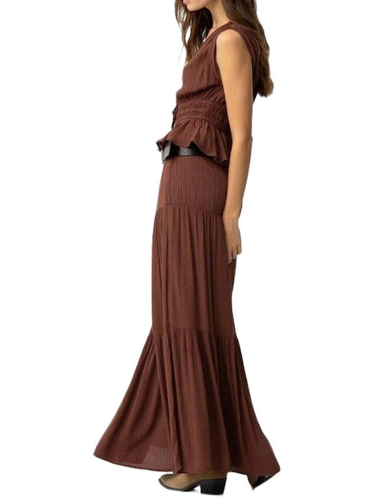 Tiffosi Hoch Taille Maxi Damenrock Braun