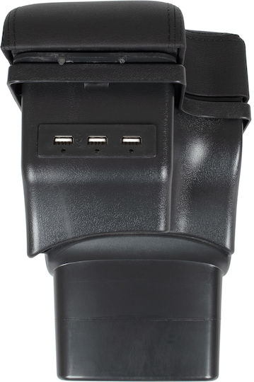 Nissan Juke 10-19 Подлакътник Съхранение Usb Hub Черен Еко Кожа + Монтажен Комплект + Кабел