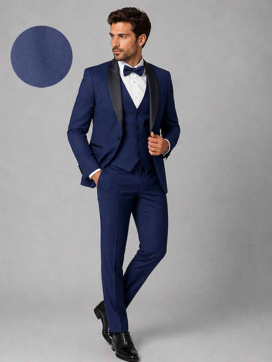Men's Groom's Suit with Vest with Slim Fit Navy