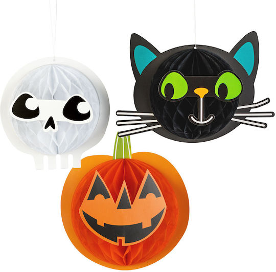 Halloween Decoration Set Lanterns Pumpkin Cat Skull Paper 20 Cm 3 Pcs Set