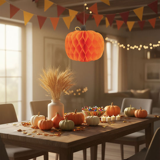Lampion De Decorațiuni Pentru Petreceri Tip Dovleac 30 Cm Pliabil Hârtie Culoare Portocalie