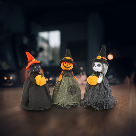Decorațiune Halloween Fantomă Pisică Cap Dovleac 21 Cm Plastic