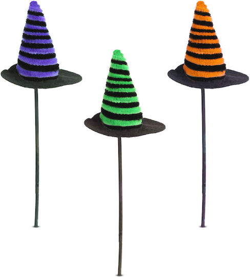 Halloween Decoration Set 3 Witch Hats On Stakes 20x7 Cm Plastic