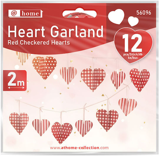 Ghirlandă Inimă 2 M Valentine Roșu Alb Decorațiuni 12 Bucăți Petrecere Romantică