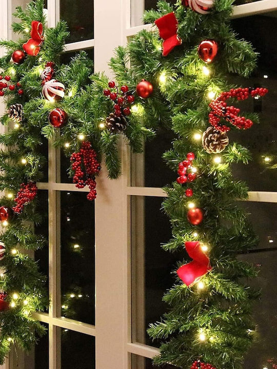 Alista Home Ghirlandă Iluminată Decorată Din Plastic Verde De Crăciun