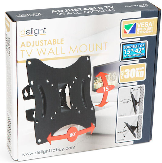 Suport TV Reglabil de Perete Vesa 50x50 200x200 15-42 Inch Cu Înclinare și Rotație 30kg