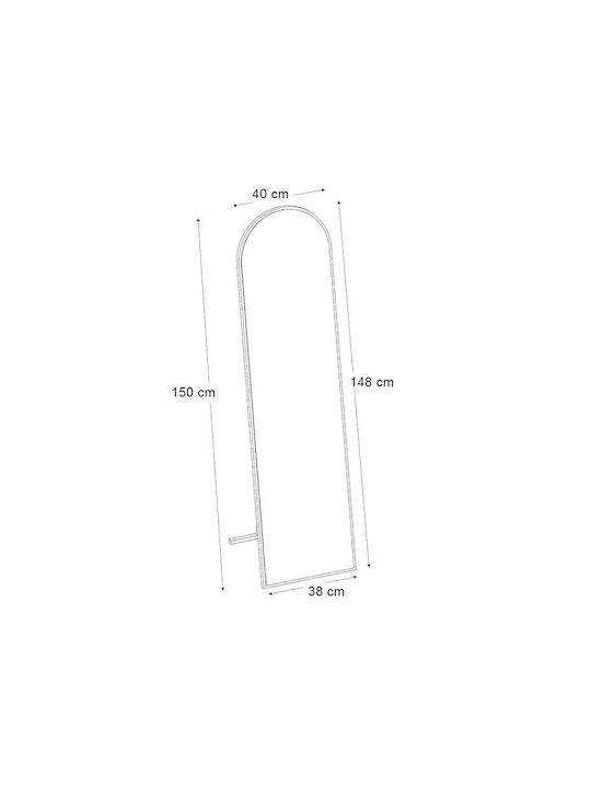 Megapap Овално Огледало с Бежова Дървена Рамка 150x40см