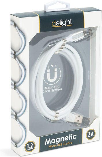 Magnetisches Micro-USB-Kabel 1,2 m 2A Lade Datenübertragung 10 Magnete Weiß