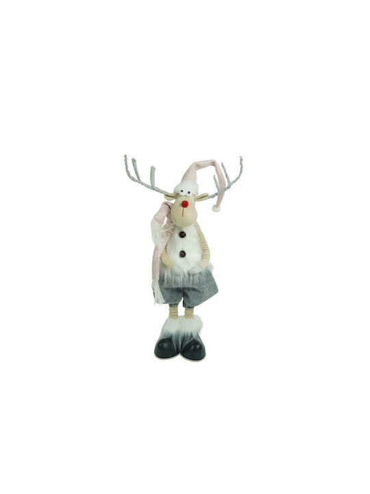 Ornament De Crăciun Reni Picioare Telescopice Alista Home Gri Alb Textil 100 Cm