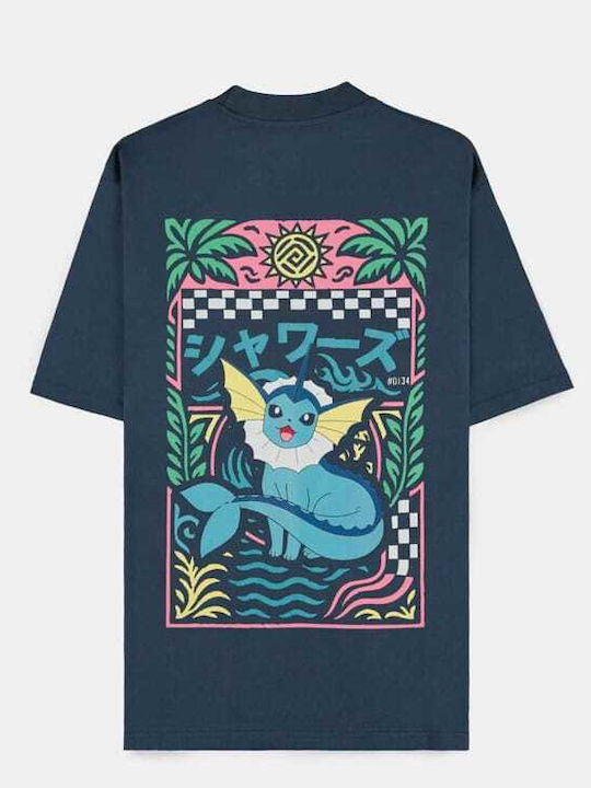 Pokemon – Marineblau Vaporeon T-shirt Groß Pokemon – Marineblau Vaporeon T-shirt Groß