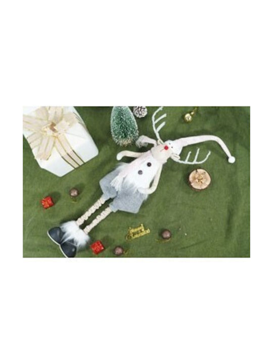 Ornament De Crăciun Reni Picioare Telescopice Alista Home Gri Alb Textil 100 Cm