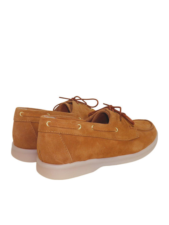 Leather Women's Boat Shoes in Brown Colour