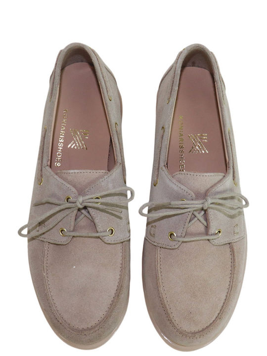Leather Women's Boat Shoes in Brown Colour