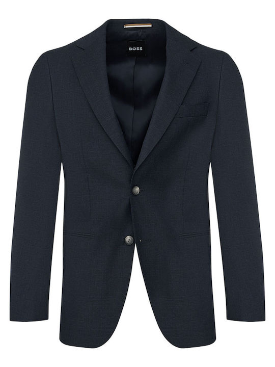 Summer Men’s Suit Jacket with Slim Fit Dark Blue