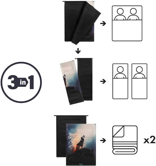 Nils Sleeping Bag Διπλό 3 Εποχών Wolf