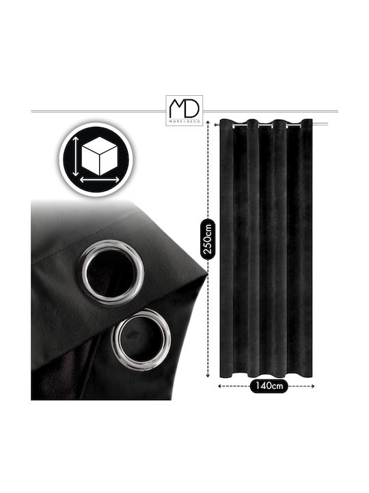 More&Deco Verdunkelungsvorhang mit Grommets Schwarz 140x250cm