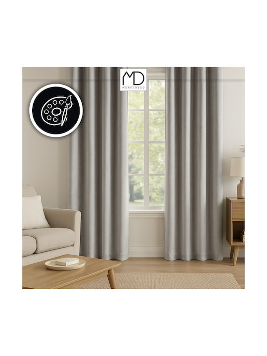 More&Deco Perdea Opacă Cu Coafură Gri 140x250 cm